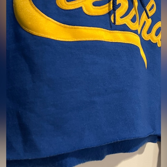 The Marathon (Clothing) Crenshaw Royal Blue & Yellow Cropped Hoodie Sweater - Picture 3 of 7